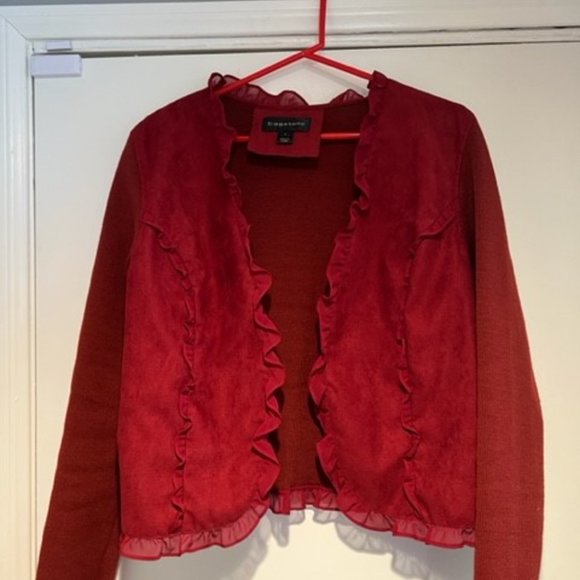 Bagatelle Women's Burgundy Sweater-Jacket (Large) - Picture 4 of 7